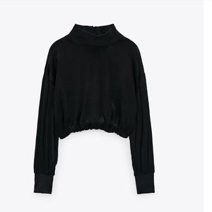 NWT Zara Satin Effect Long Sleeve Crop Top